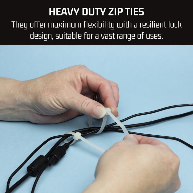 Bolt Dropper 6" White Zip Cable Ties (100 Pack), 40lbs Tensile Strength - Heavy Duty, Self-Locking Premium Nylon Wire for Indoor and Outdoor - Image 2
